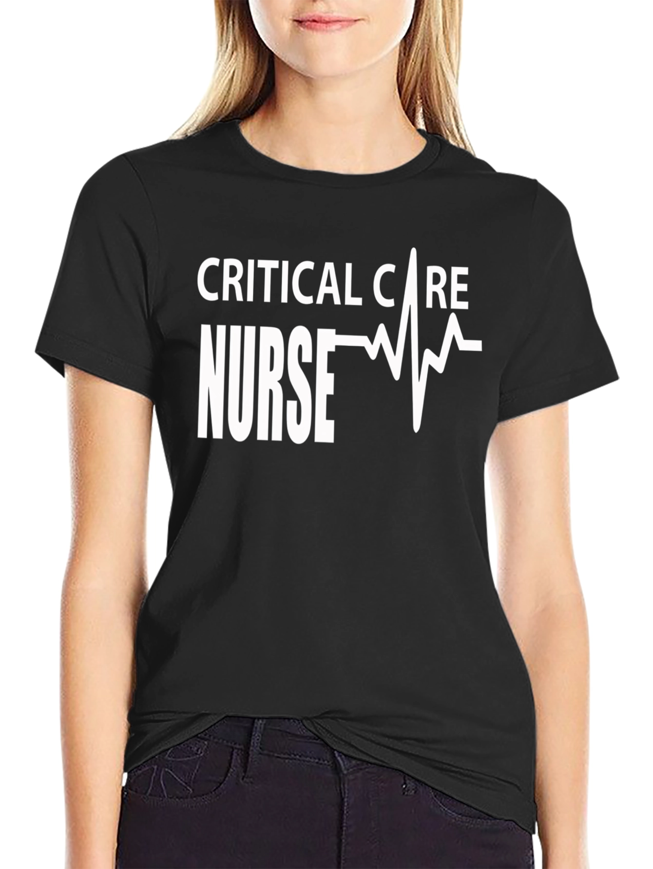 Critical Care Nurse T-Shirt - Heartbeat Design