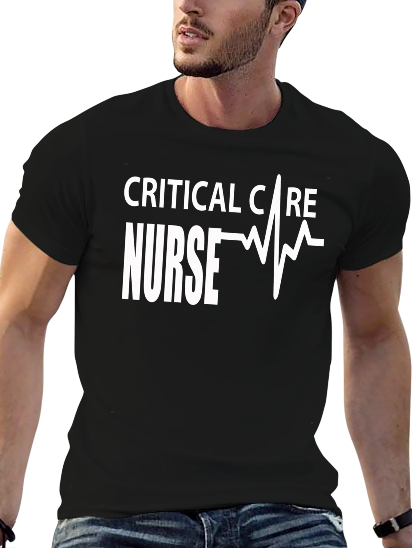 Critical Care Nurse T-Shirt - Heartbeat Design