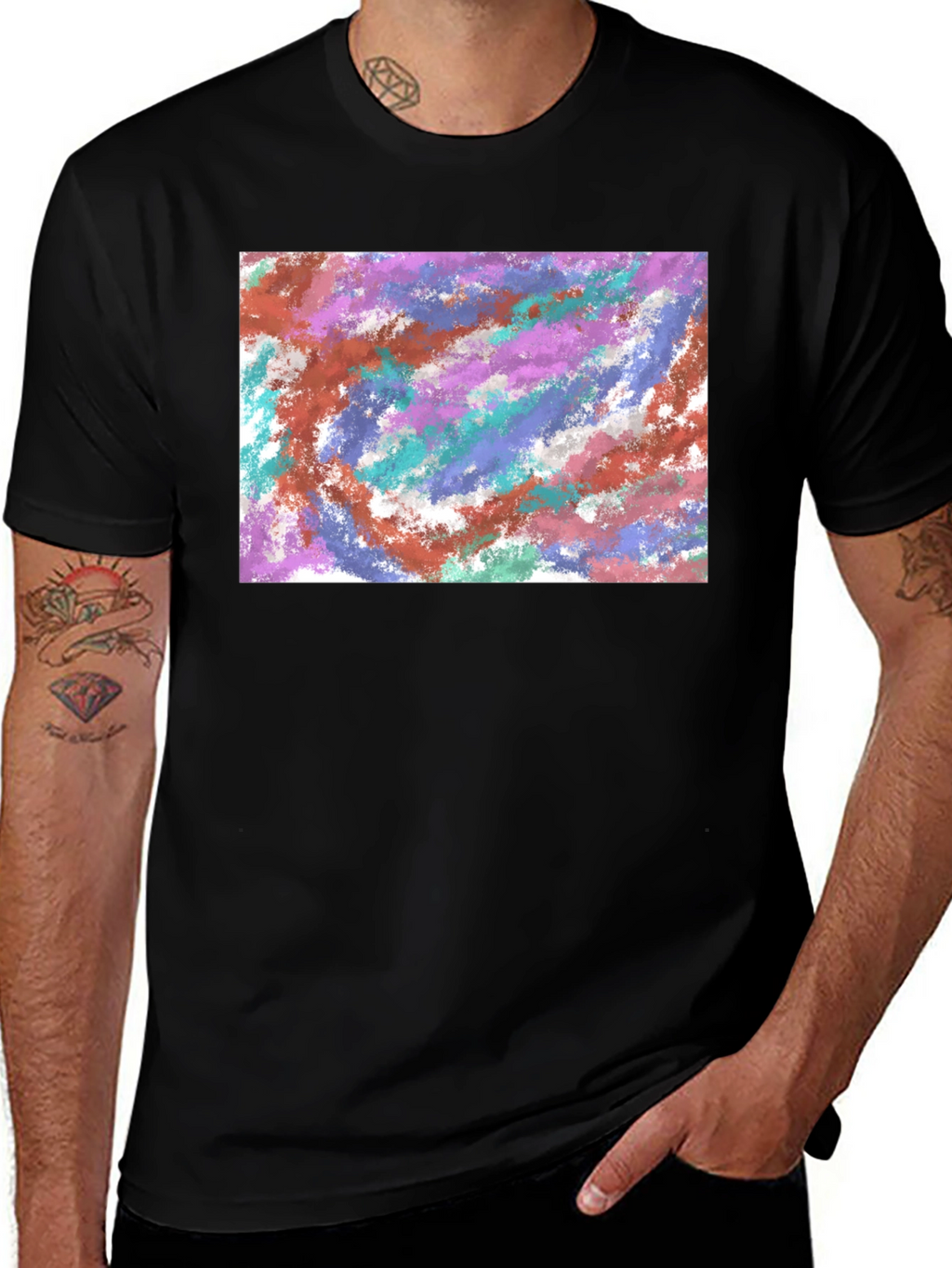 Abstract Paint Swirl Black T-Shirt