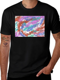 Abstract Paint Swirl Black T-Shirt