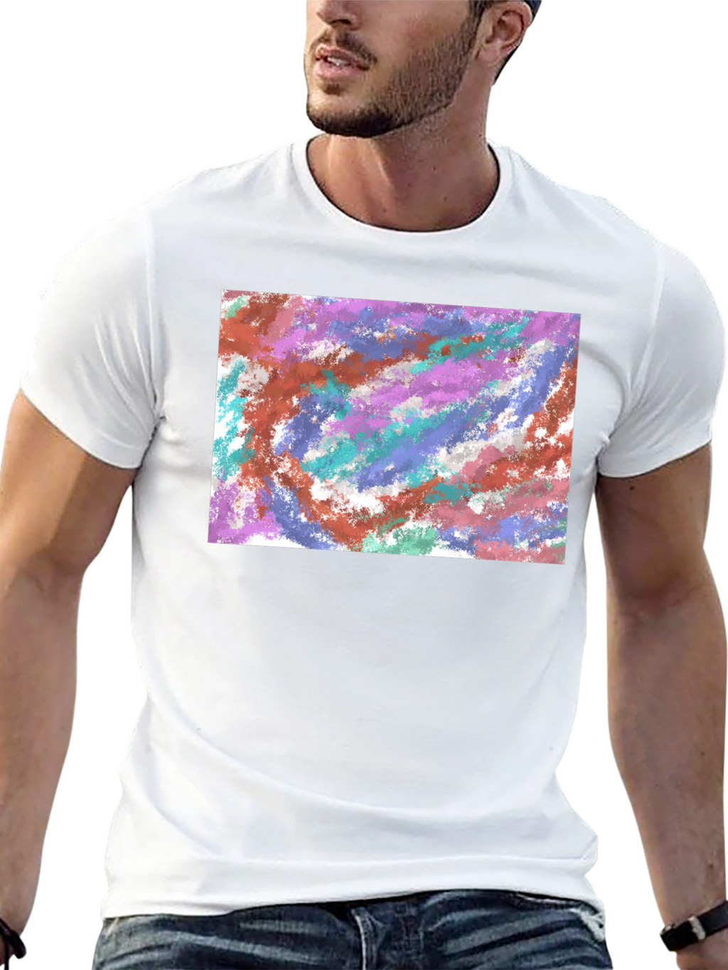 Abstract Paint Swirl Black T-Shirt