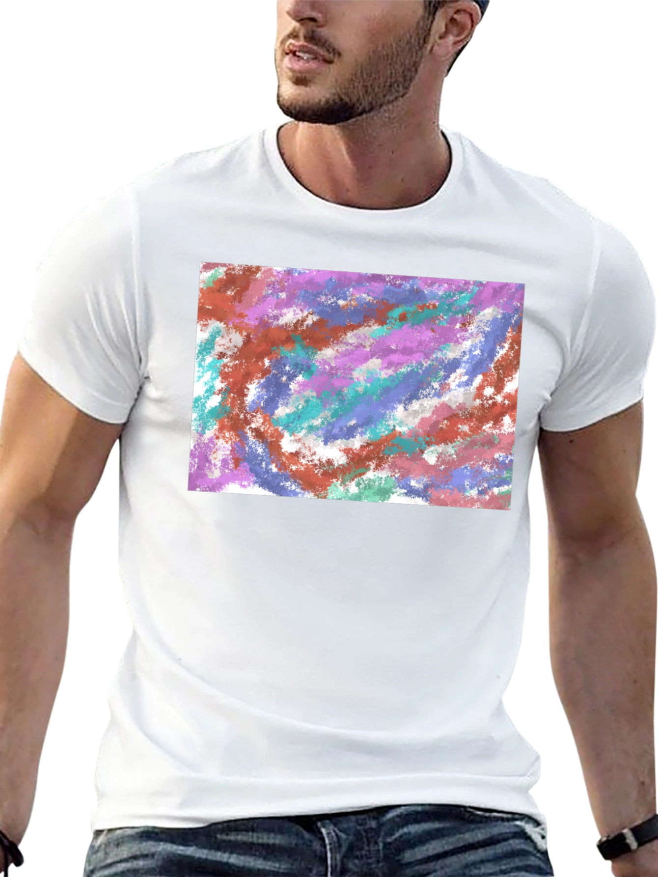 Abstract Paint Swirl Black T-Shirt