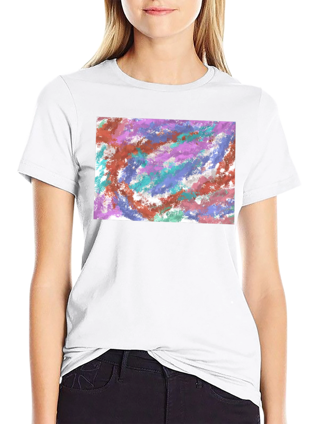 Abstract Paint Swirl Black T-Shirt