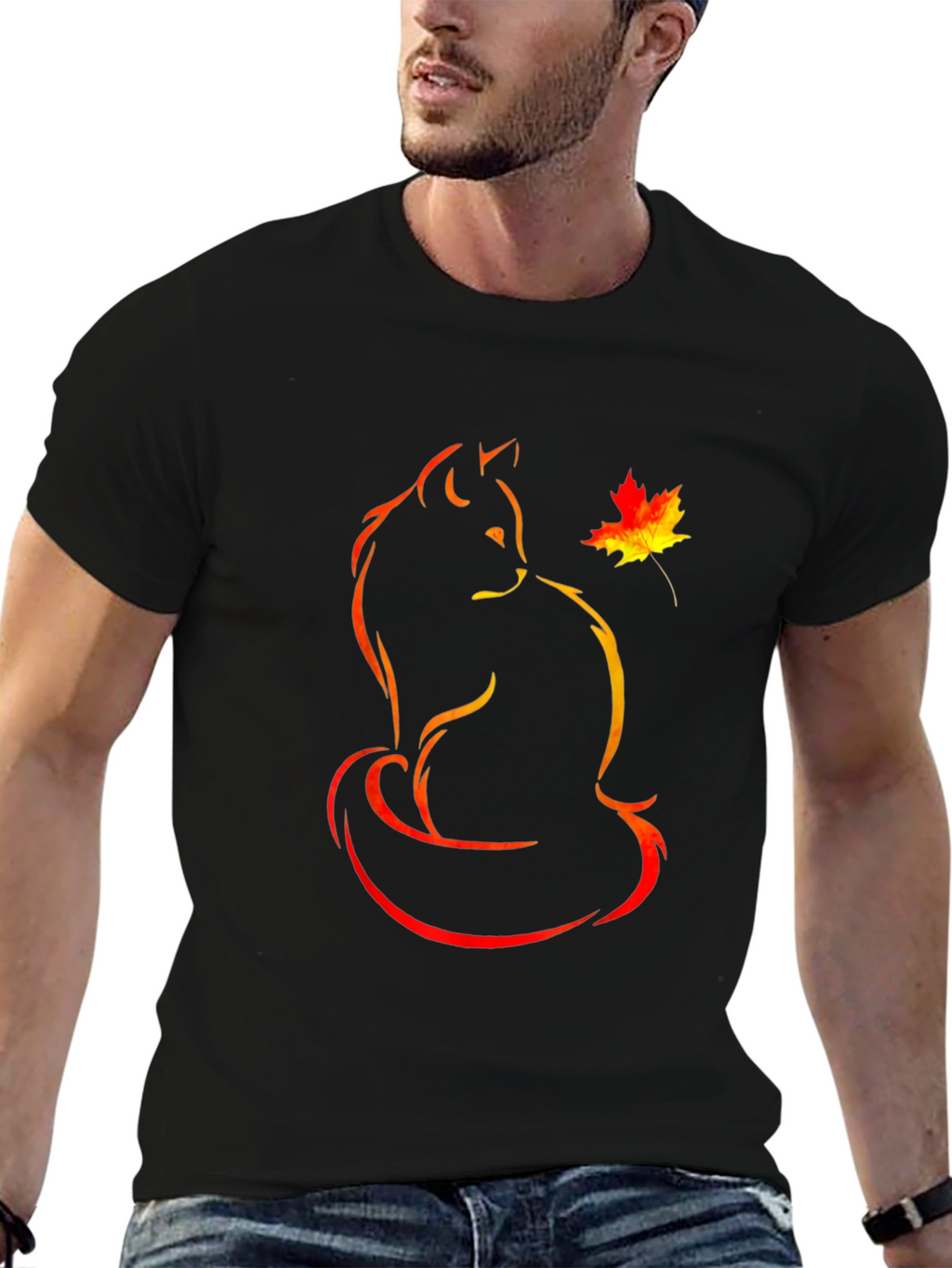 Autumn Cat T-Shirt:  Unique Graphic Tee