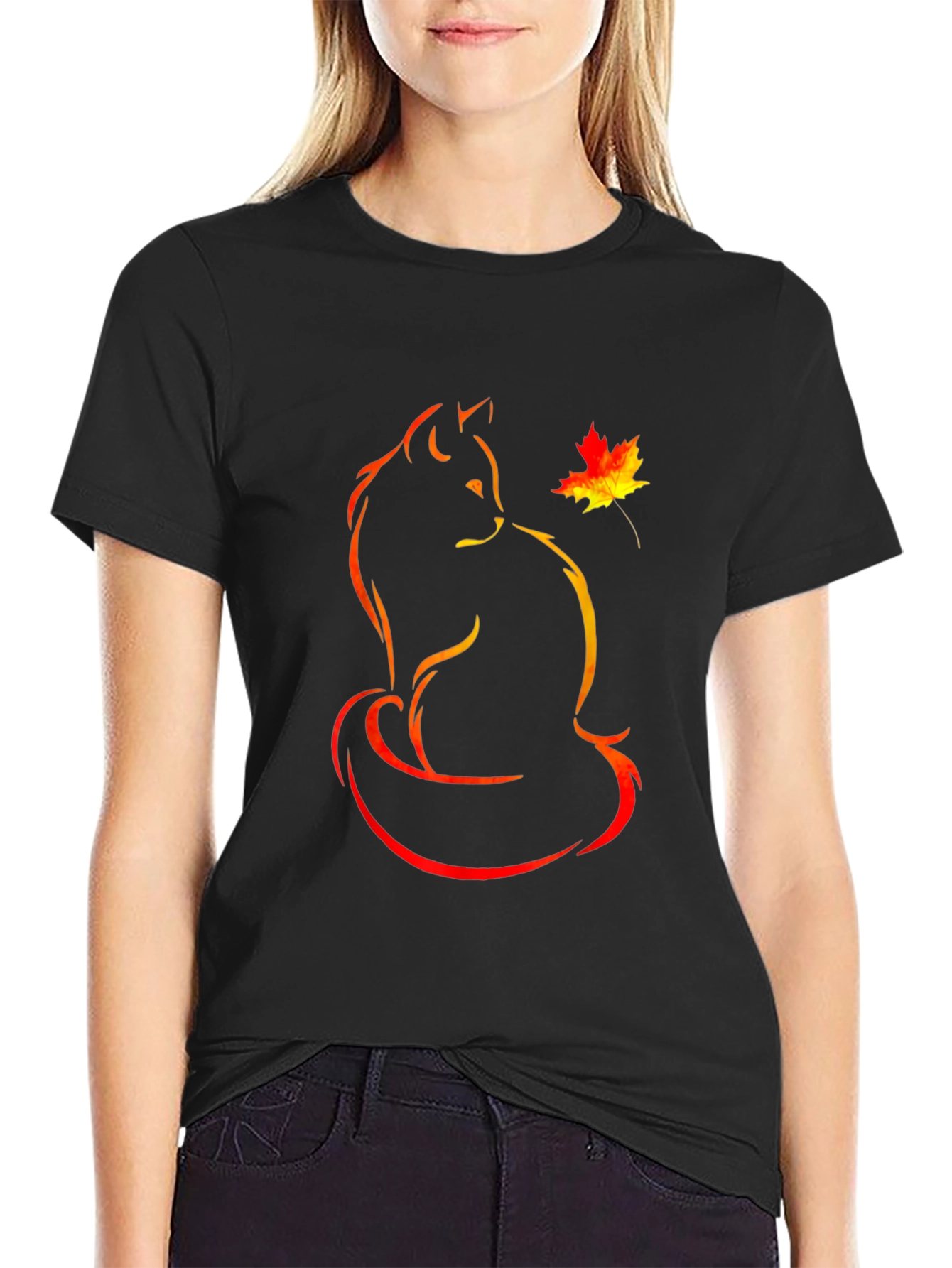 Autumn Cat T-Shirt:  Unique Graphic Tee