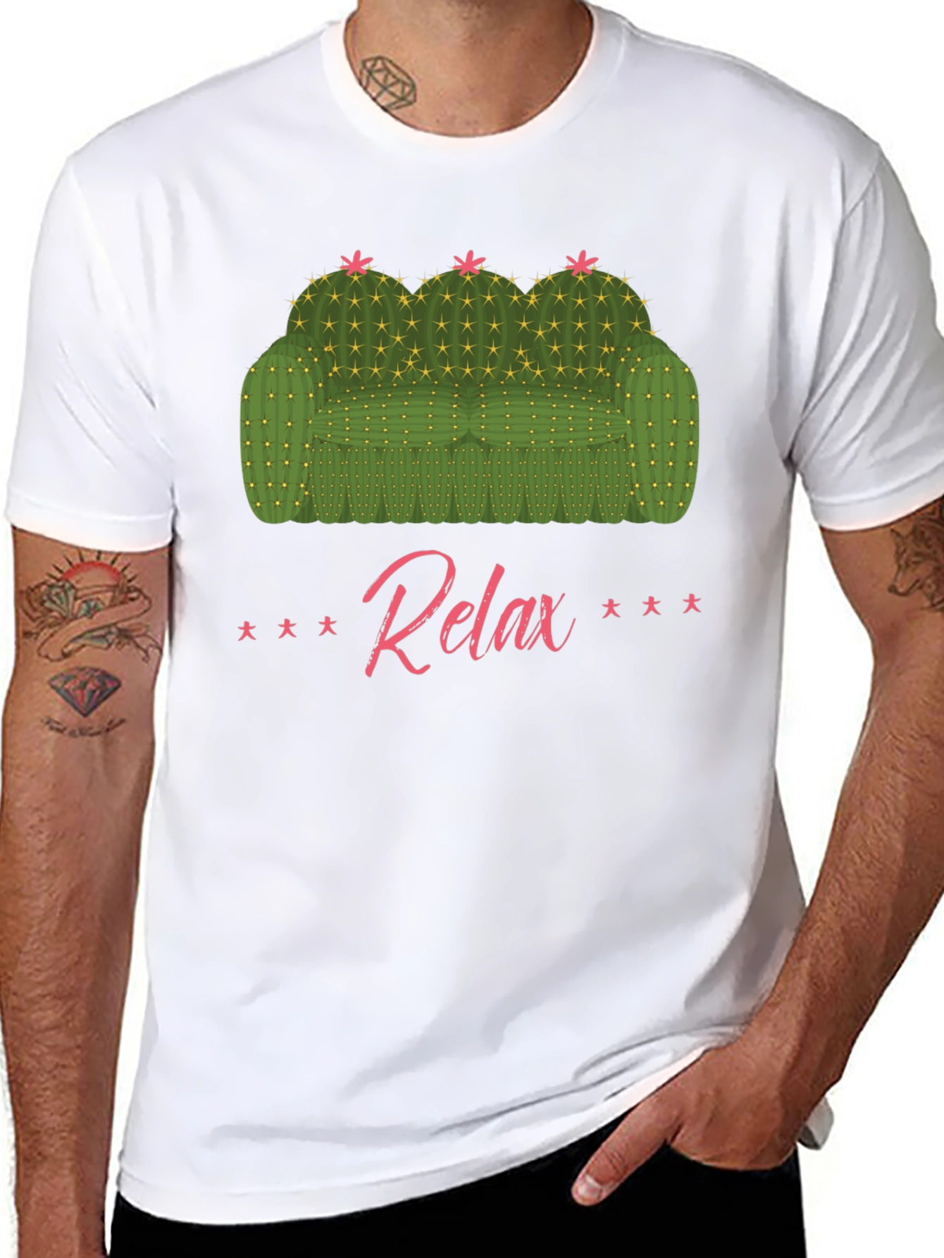 Relax Cactus Couch Graphic T-Shirt