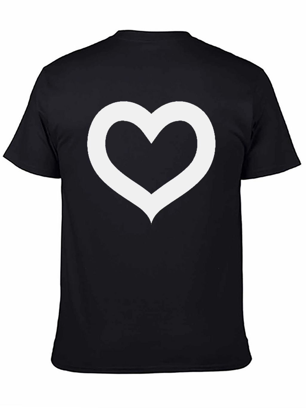 Black T-Shirt with Hollow White Heart Graphic