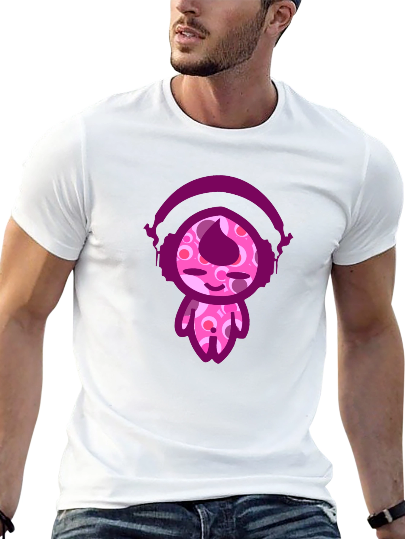 Cute Cartoon Character Black T-Shirt