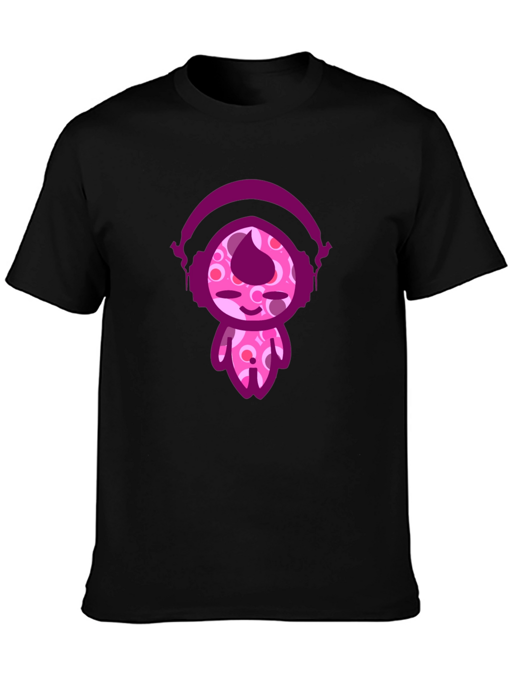 Cute Cartoon Character Black T-Shirt