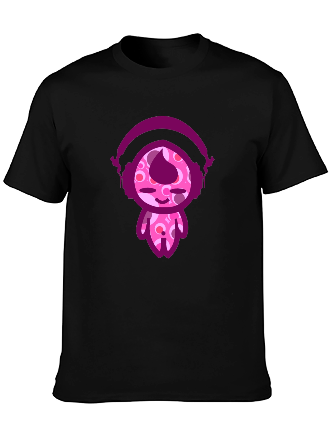 Cute Cartoon Character Black T-Shirt