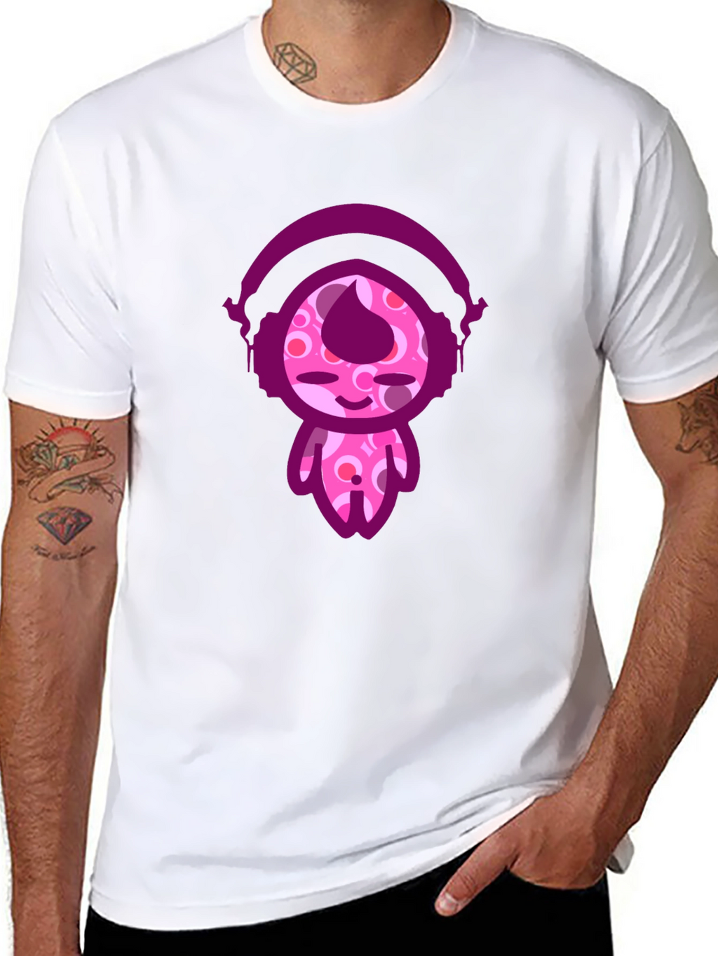 Cute Cartoon Character Black T-Shirt