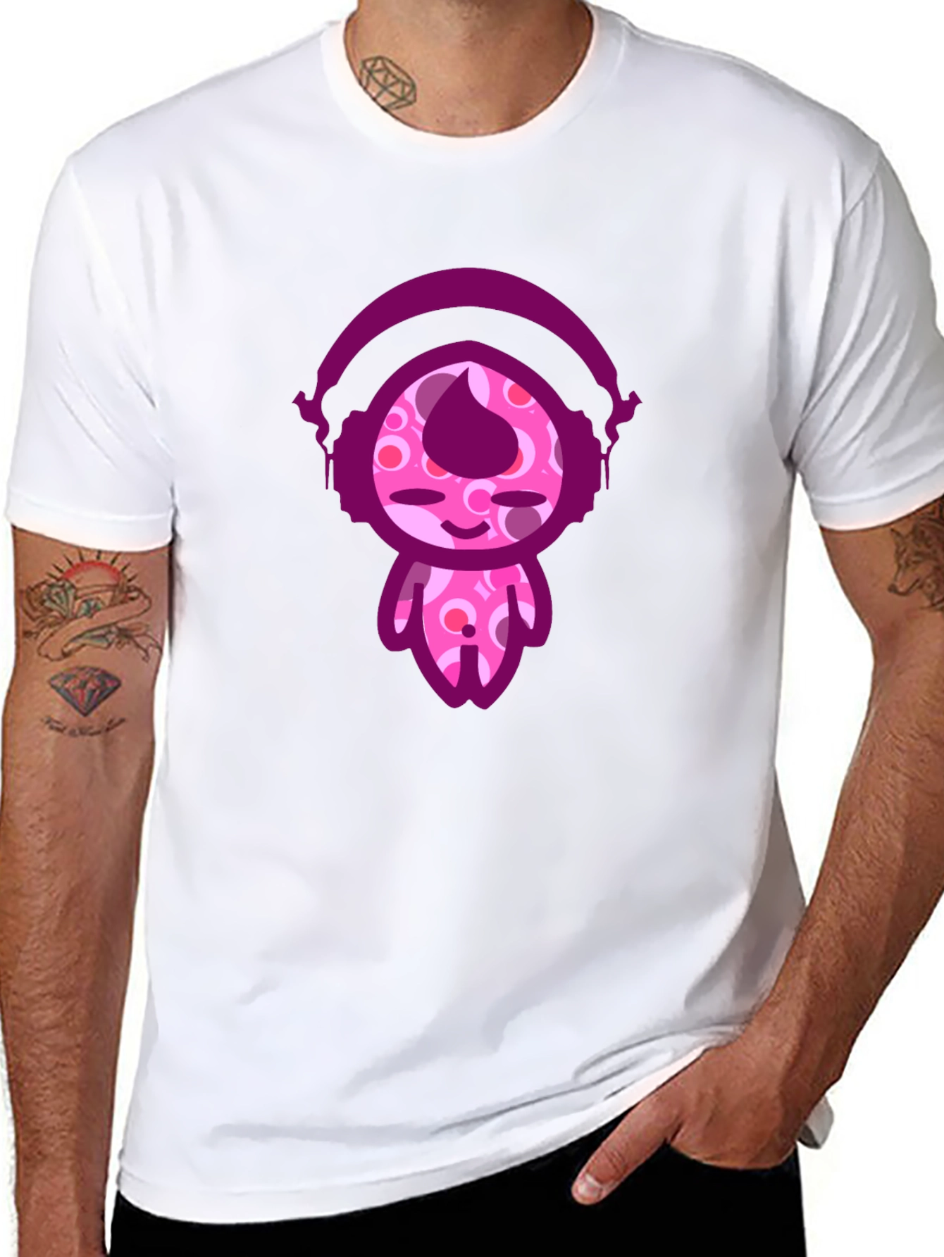 Cute Cartoon Character Black T-Shirt