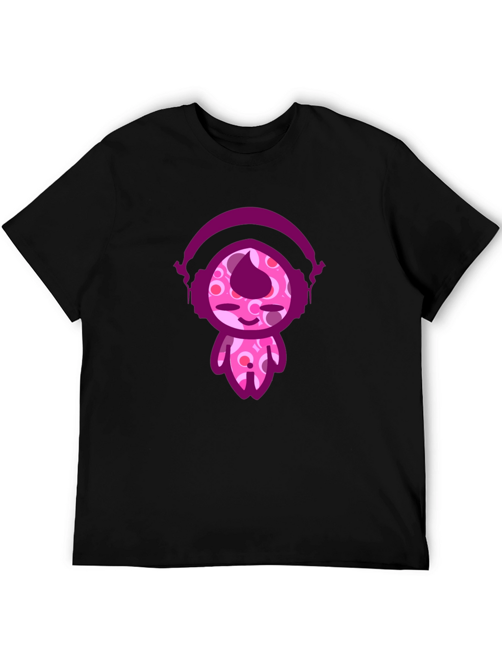Cute Cartoon Character Black T-Shirt