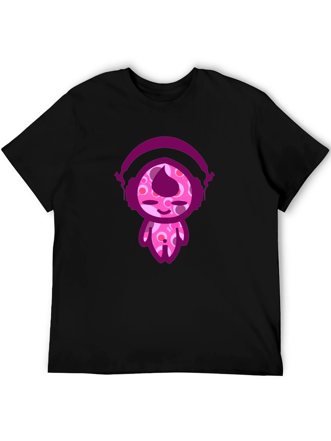 Cute Cartoon Character Black T-Shirt