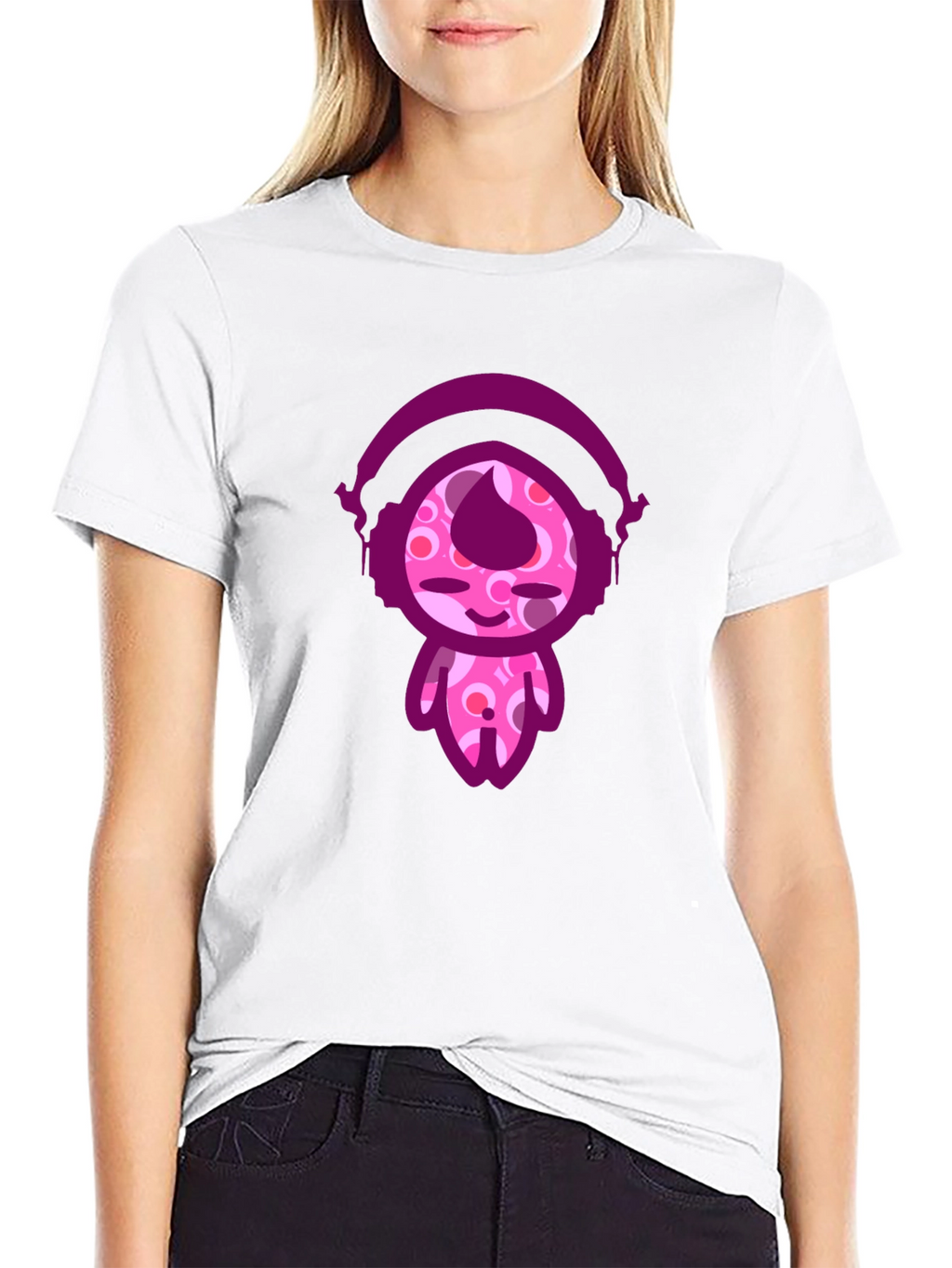 Cute Cartoon Character Black T-Shirt