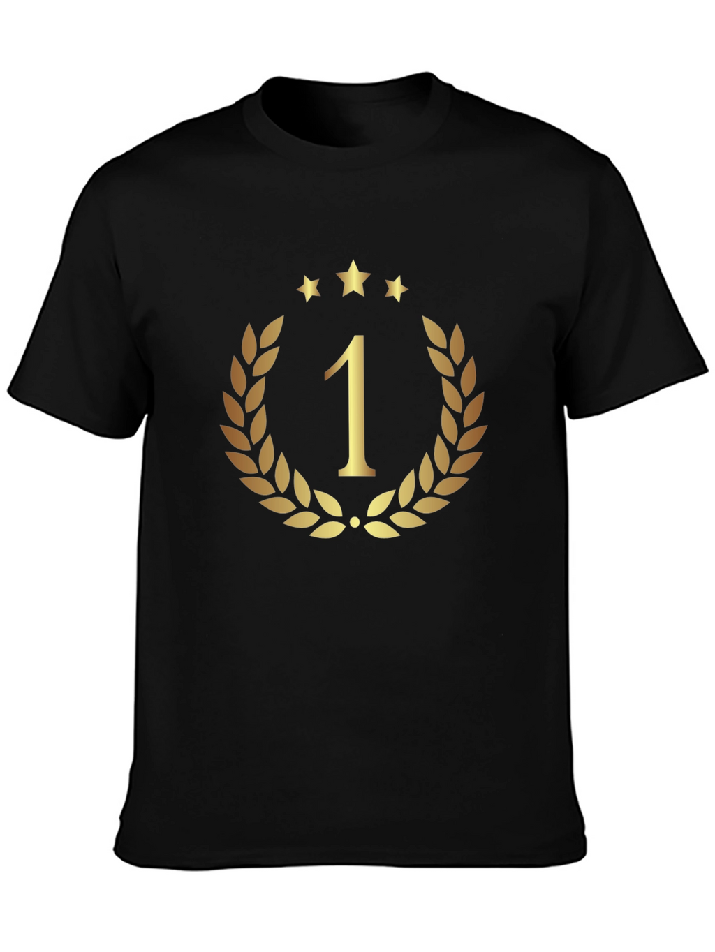 Champion Black T-Shirt - Gold Number One Design