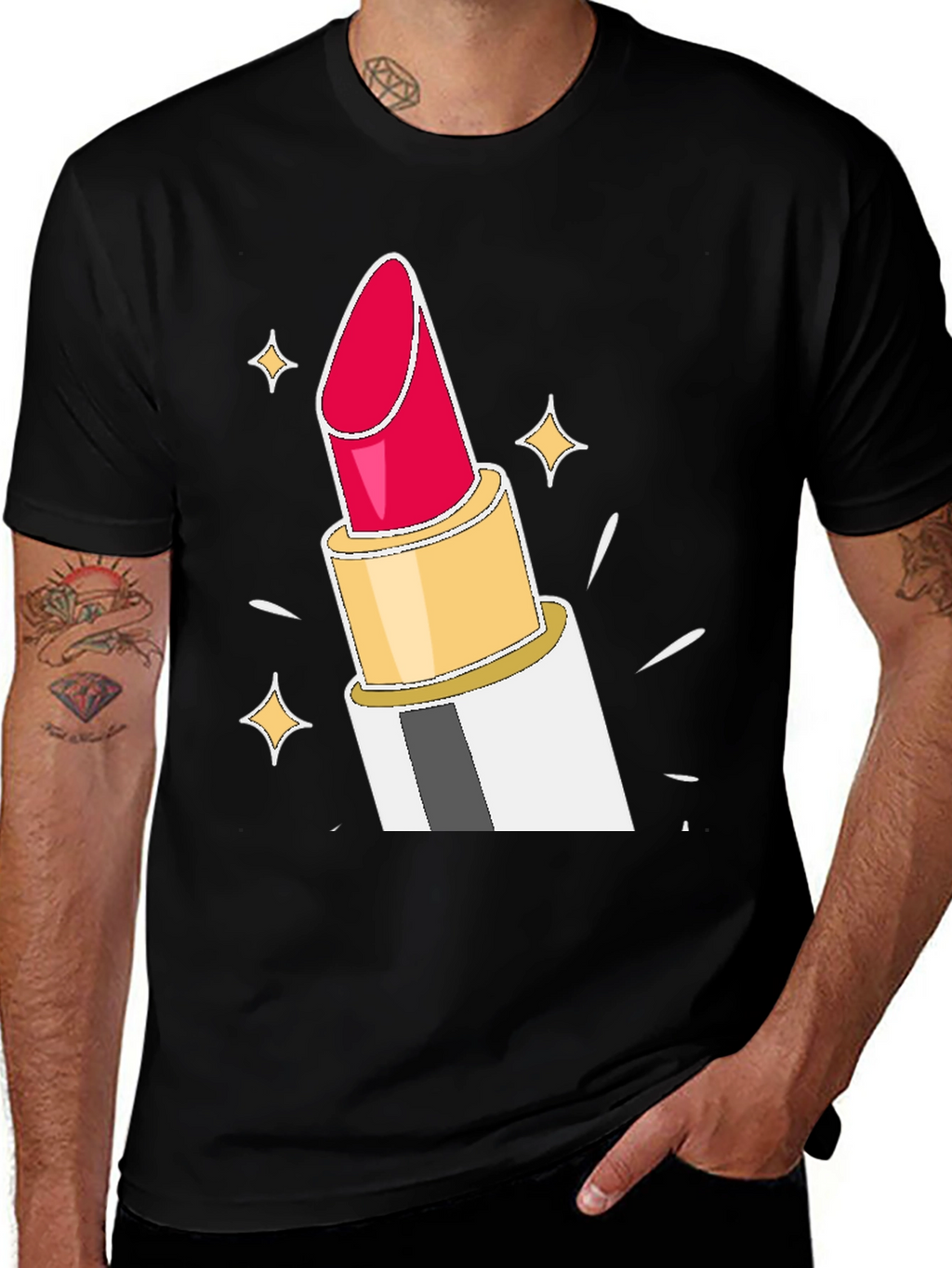 Lipstick Sparkle Graphic Tee - Black