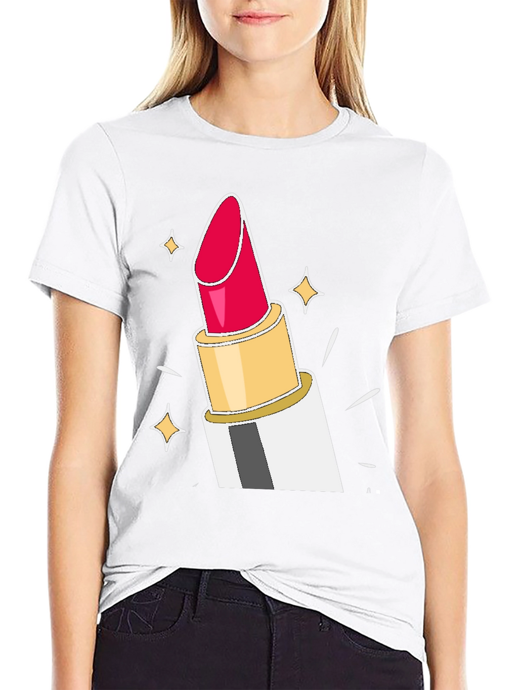 Lipstick Sparkle Graphic Tee - Black