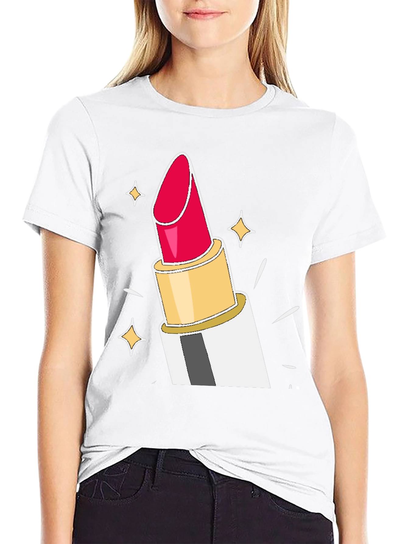 Lipstick Sparkle Graphic Tee - Black