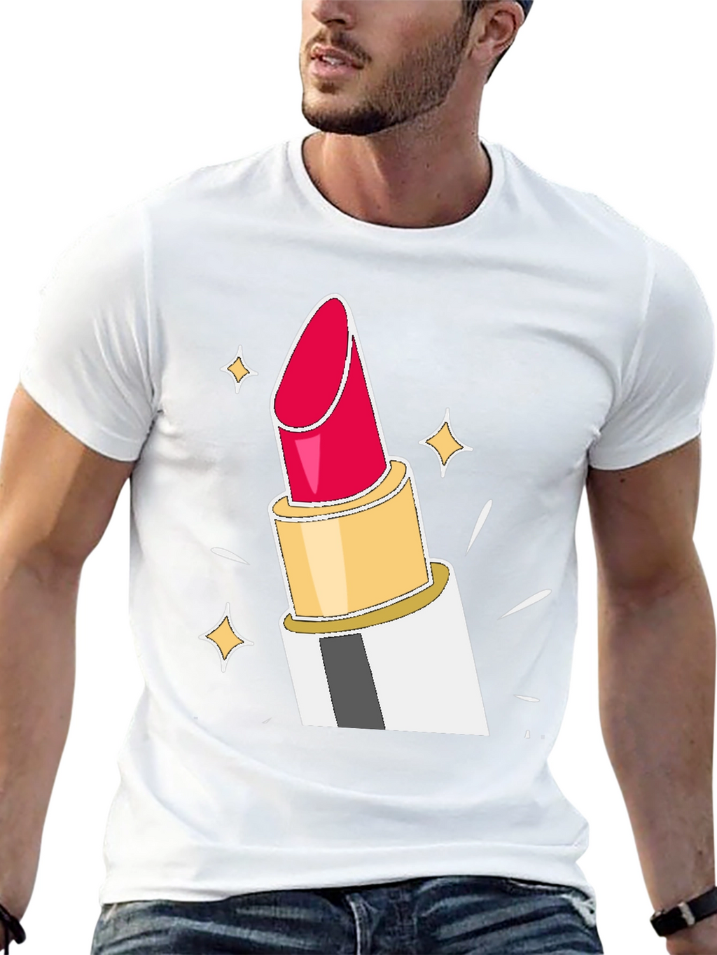 Lipstick Sparkle Graphic Tee - Black