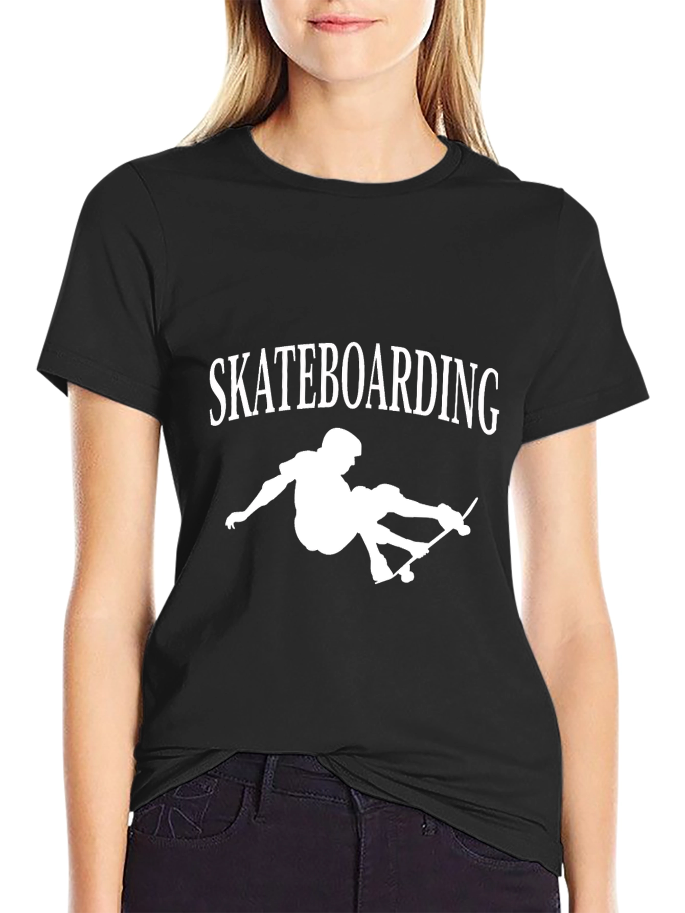 Skateboarding Graphic Tee - Casual Black T-Shirt