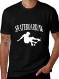 Skateboarding Graphic Tee - Casual Black T-Shirt