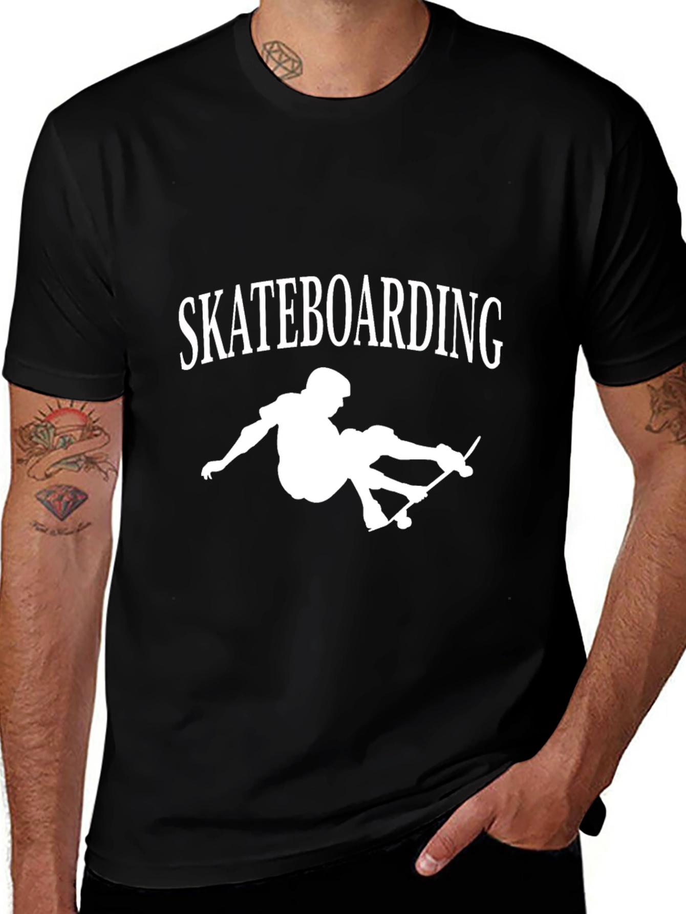 Skateboarding Graphic Tee - Casual Black T-Shirt
