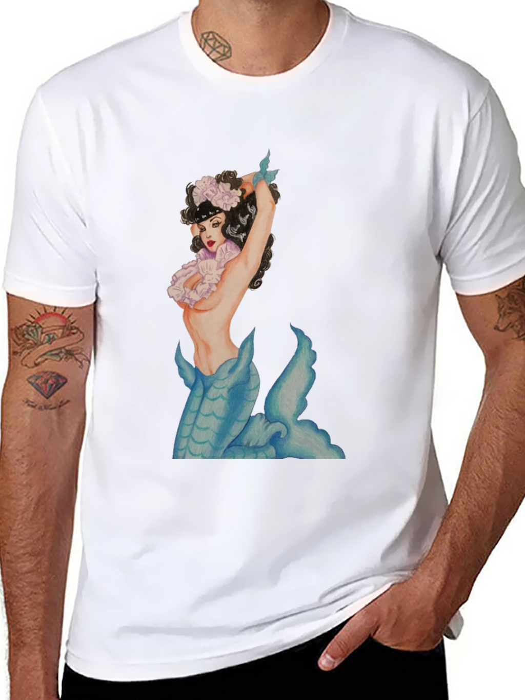 Mermaid Graphic Black T-Shirt