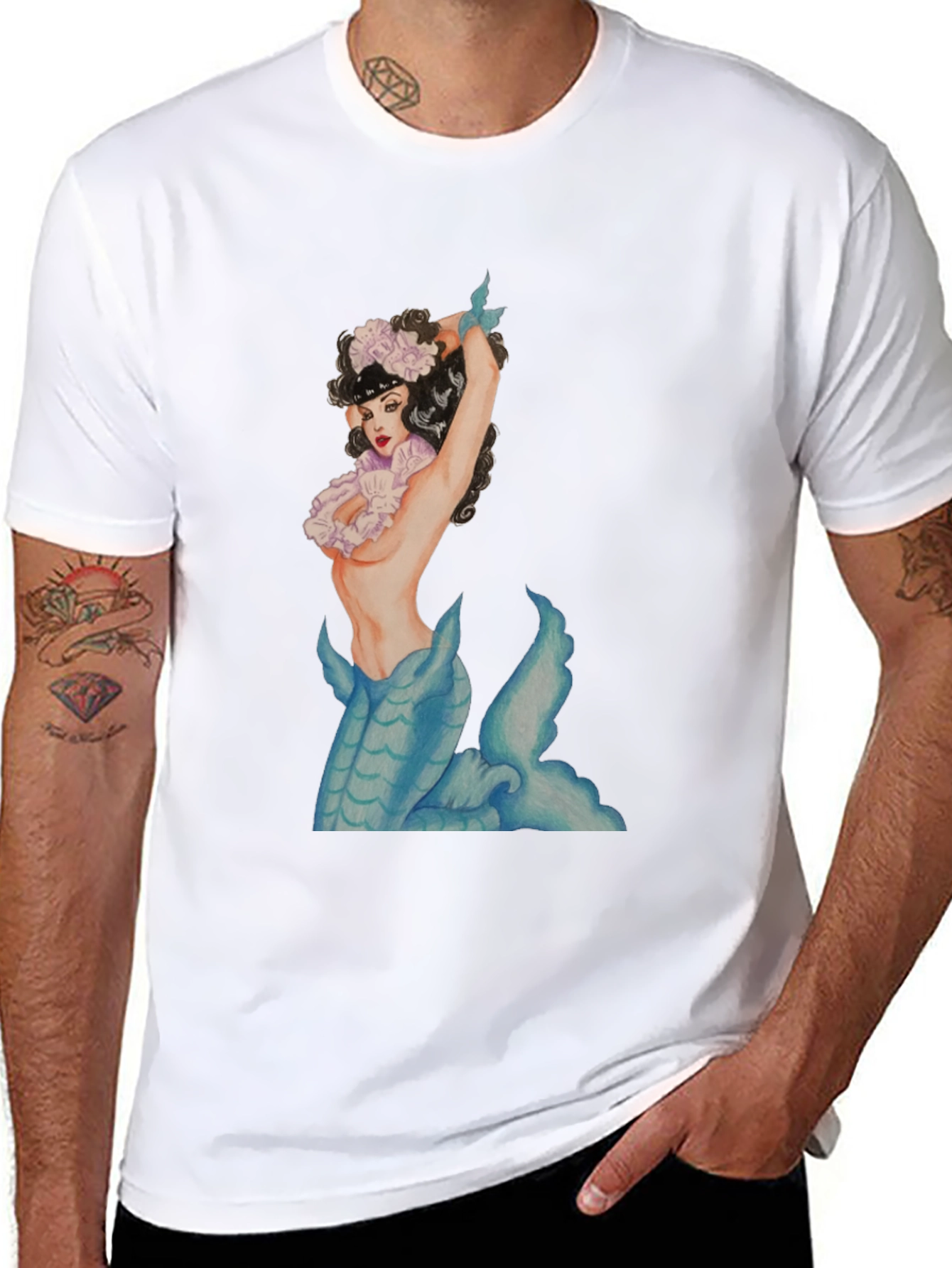 Mermaid Graphic Black T-Shirt