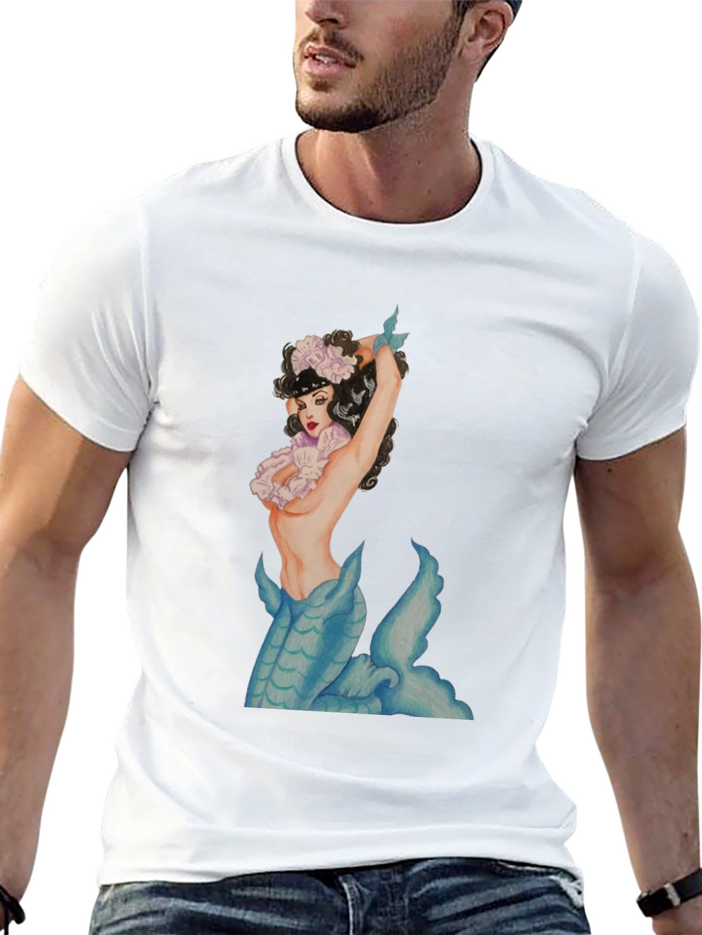 Mermaid Graphic Black T-Shirt