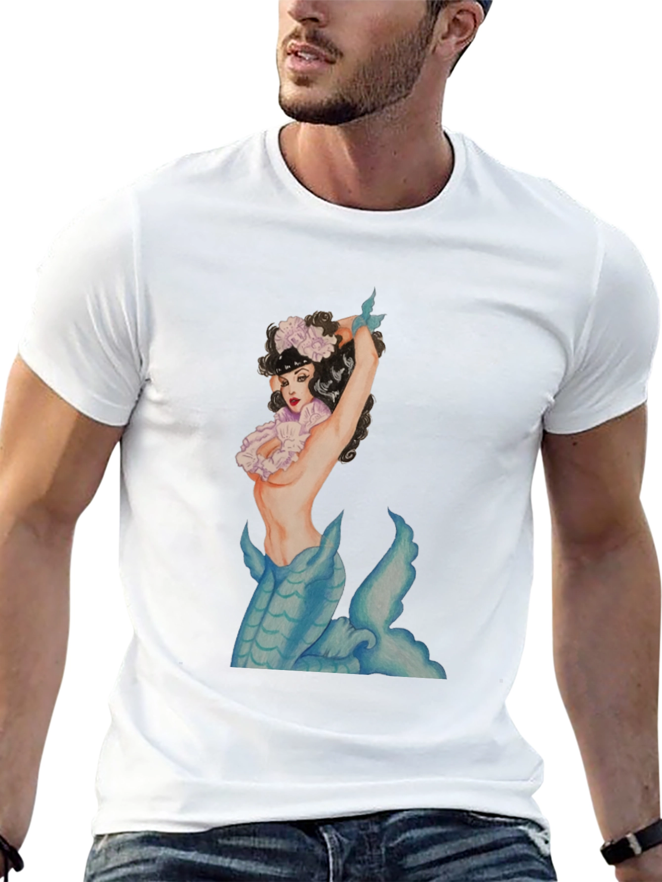 Mermaid Graphic Black T-Shirt