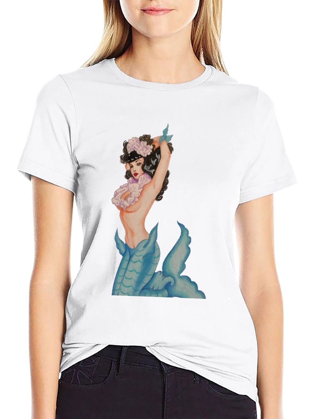 Mermaid Graphic Black T-Shirt