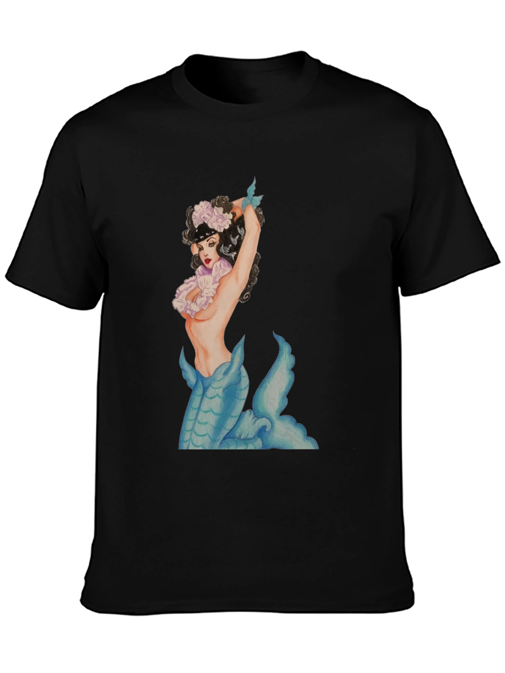 Mermaid Graphic Black T-Shirt