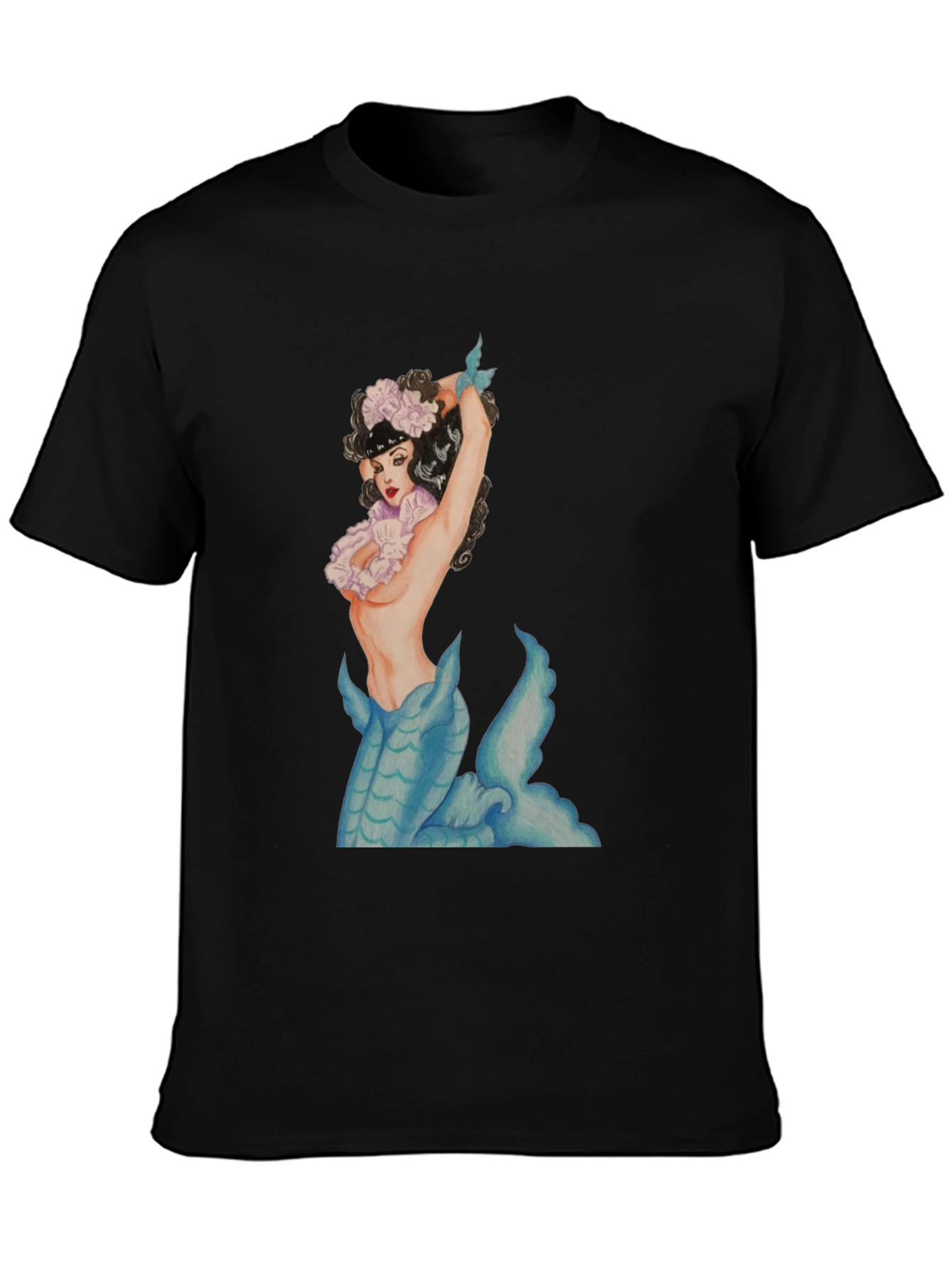 Mermaid Graphic Black T-Shirt