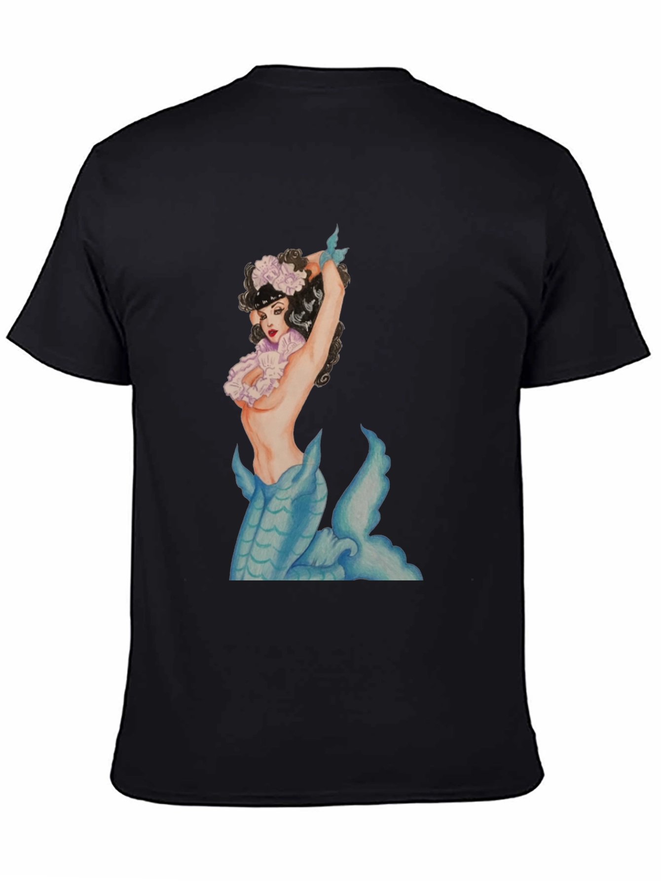 Mermaid Graphic Black T-Shirt