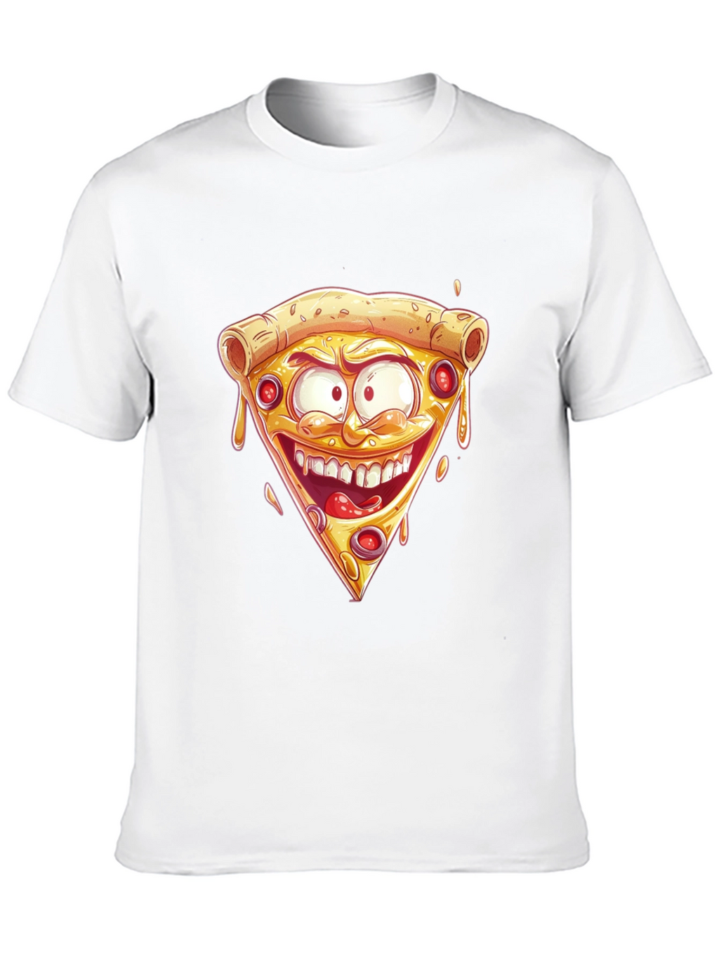 Pizza Slice Graphic Tee - Crazy Cartoon Design