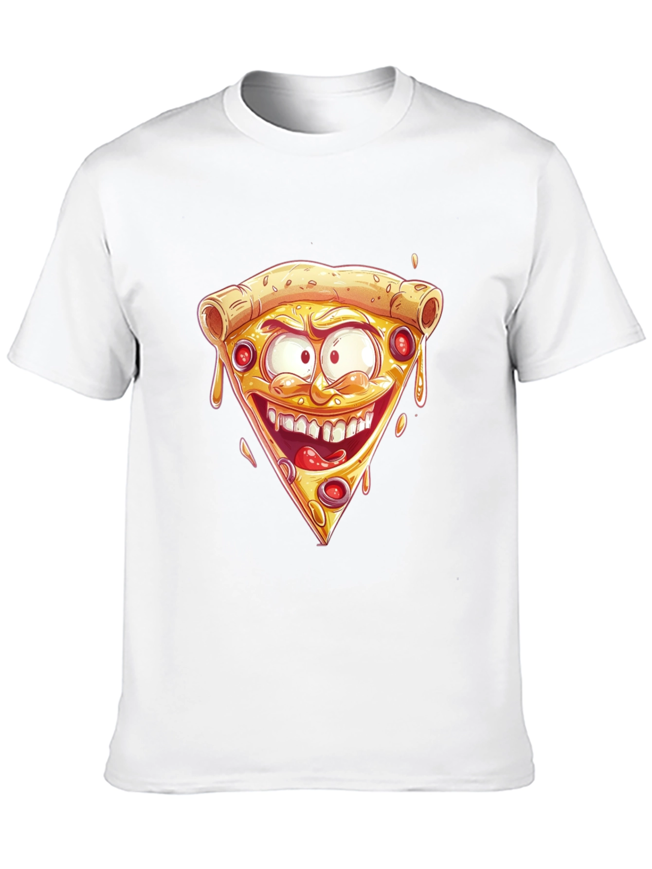 Pizza Slice Graphic Tee - Crazy Cartoon Design