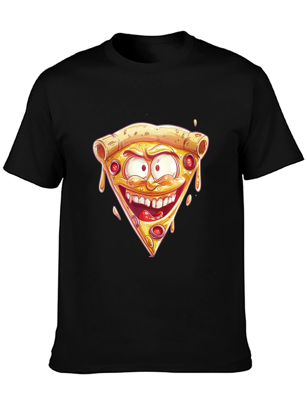 Pizza Slice Graphic Tee - Crazy Cartoon Design