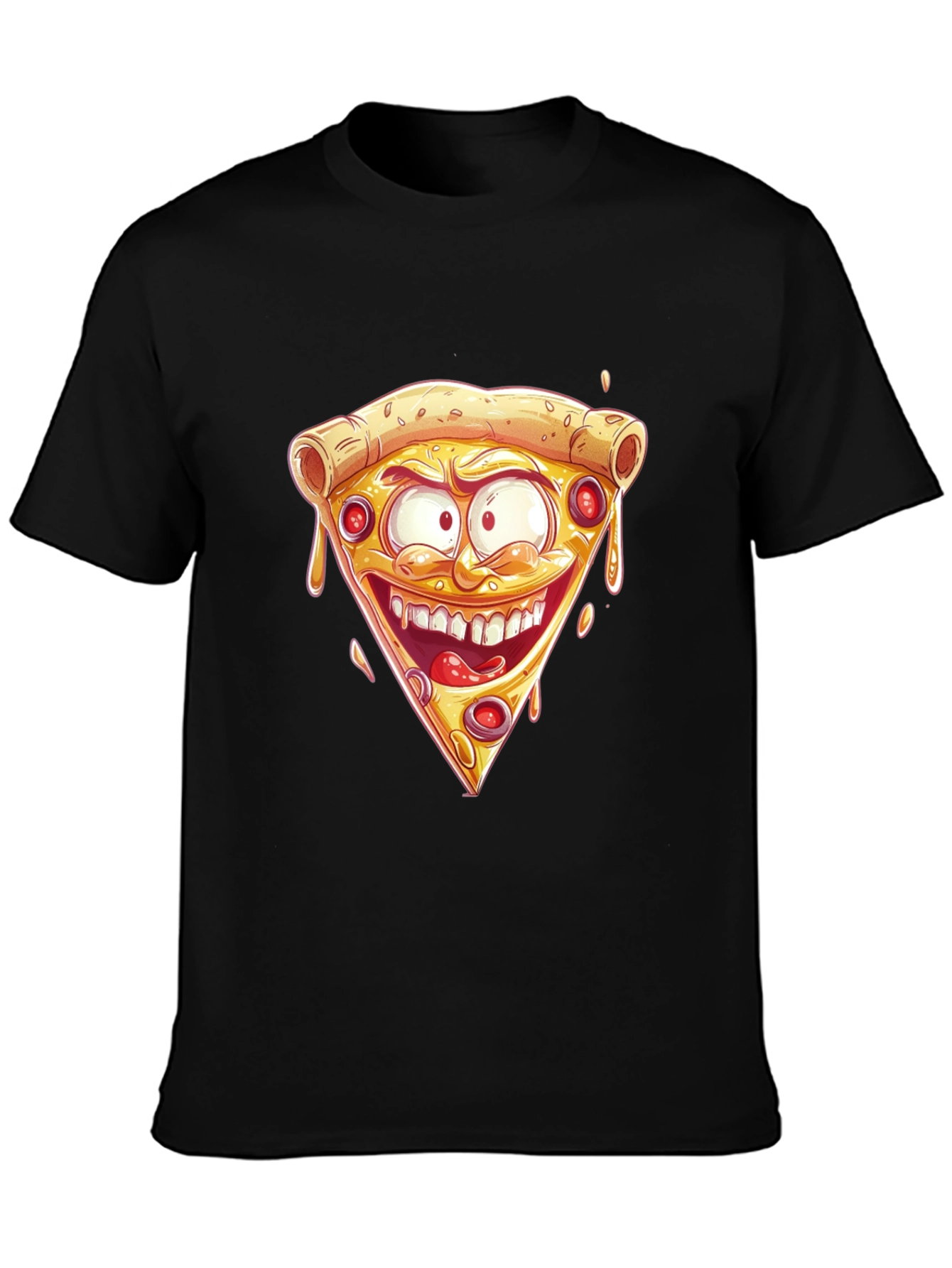 Pizza Slice Graphic Tee - Crazy Cartoon Design