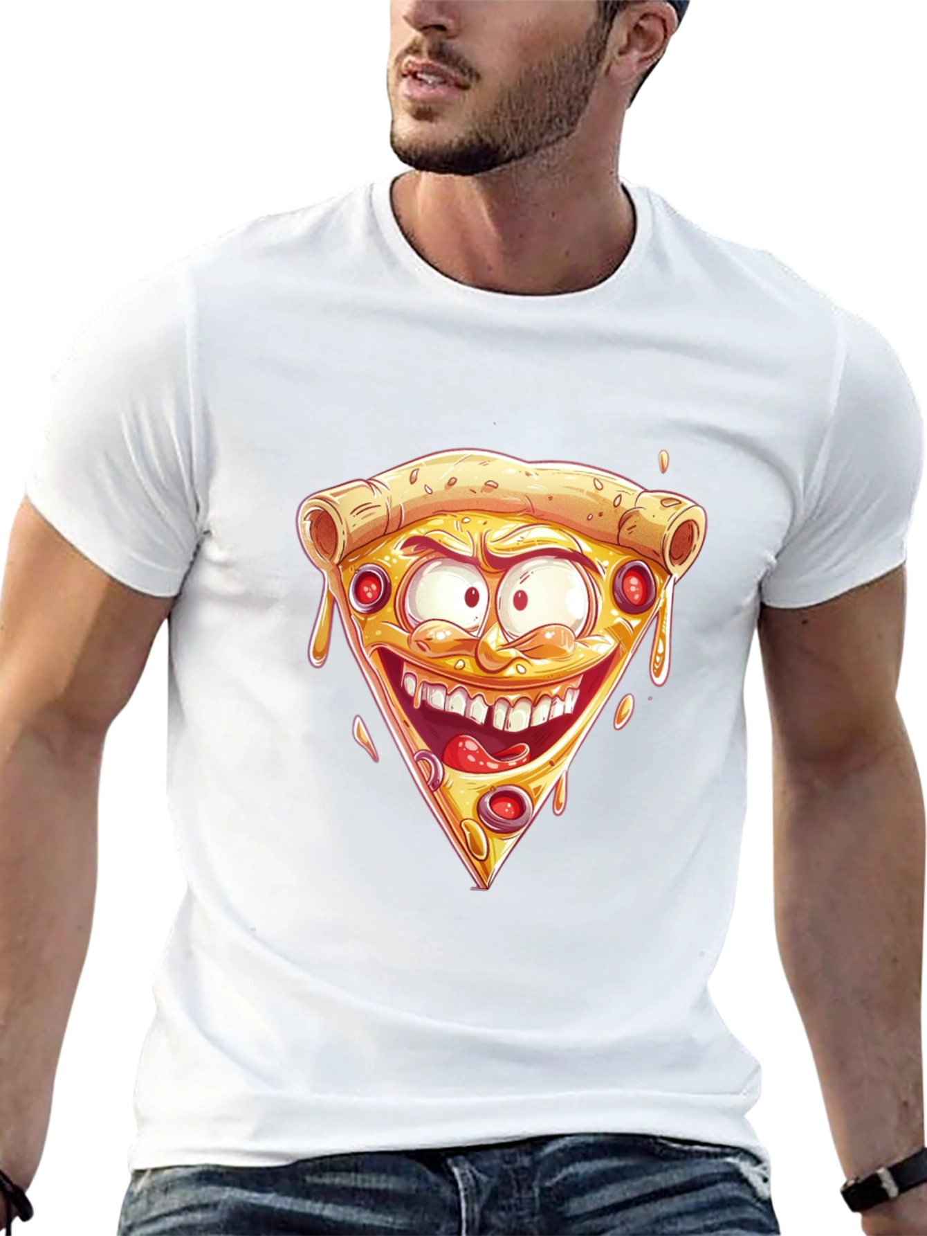 Pizza Slice Graphic Tee - Crazy Cartoon Design
