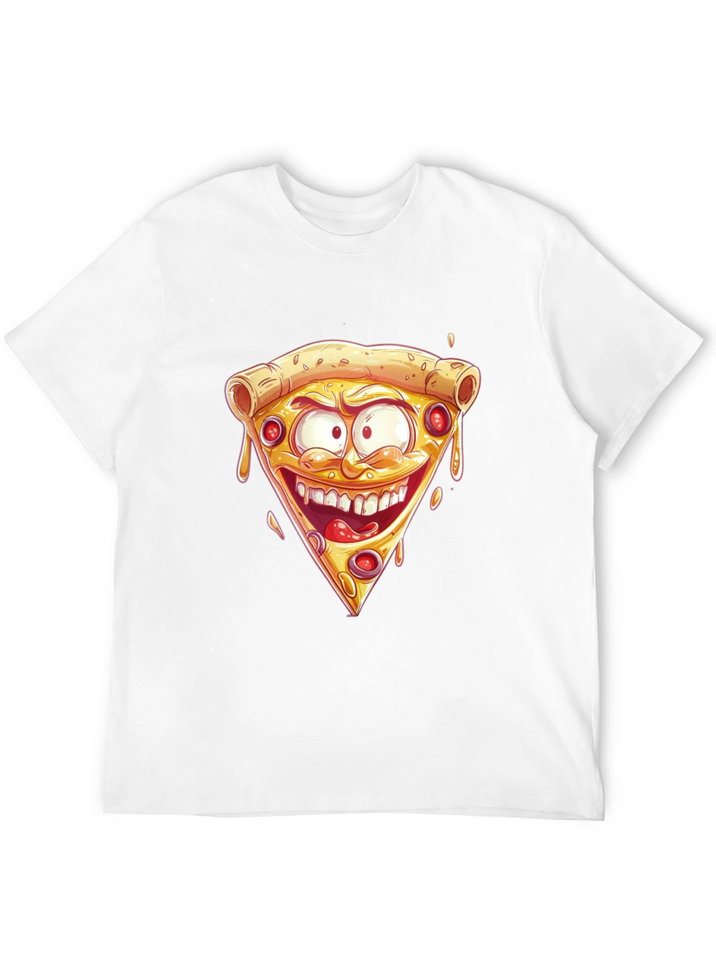 Pizza Slice Graphic Tee - Crazy Cartoon Design