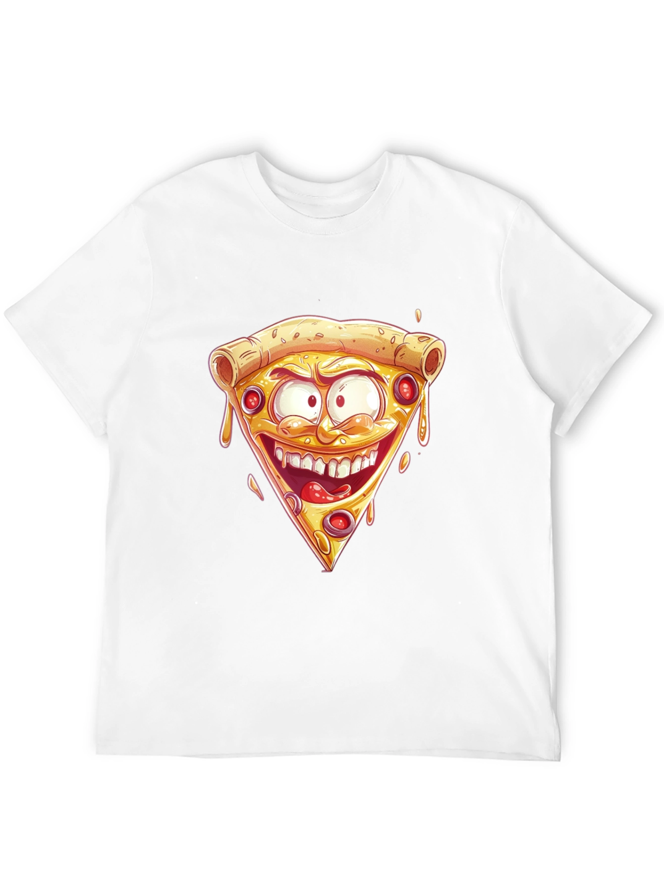 Pizza Slice Graphic Tee - Crazy Cartoon Design