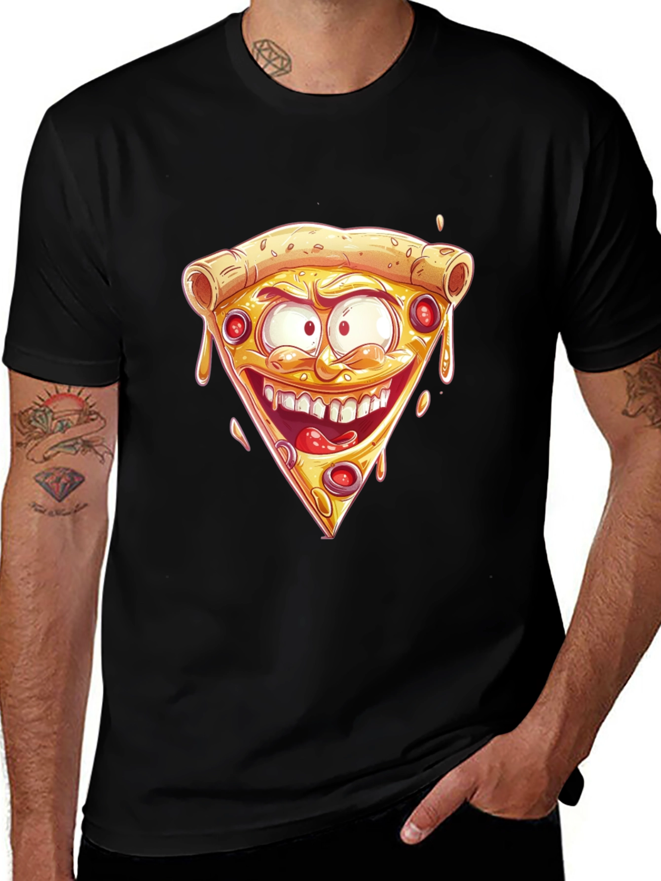 Pizza Slice Graphic Tee - Crazy Cartoon Design