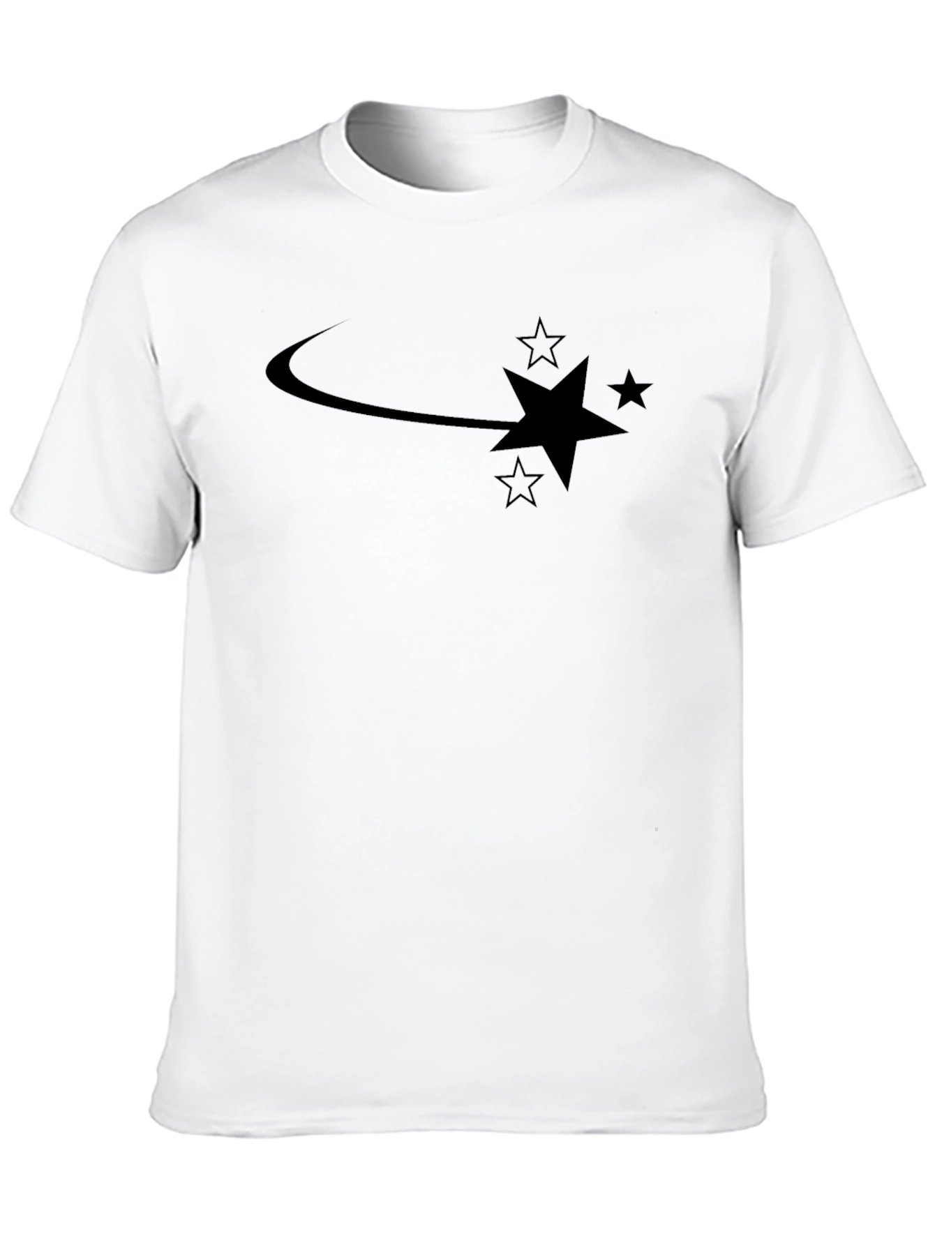 Mens Black Shooting Star Graphic Tee - Casual Style