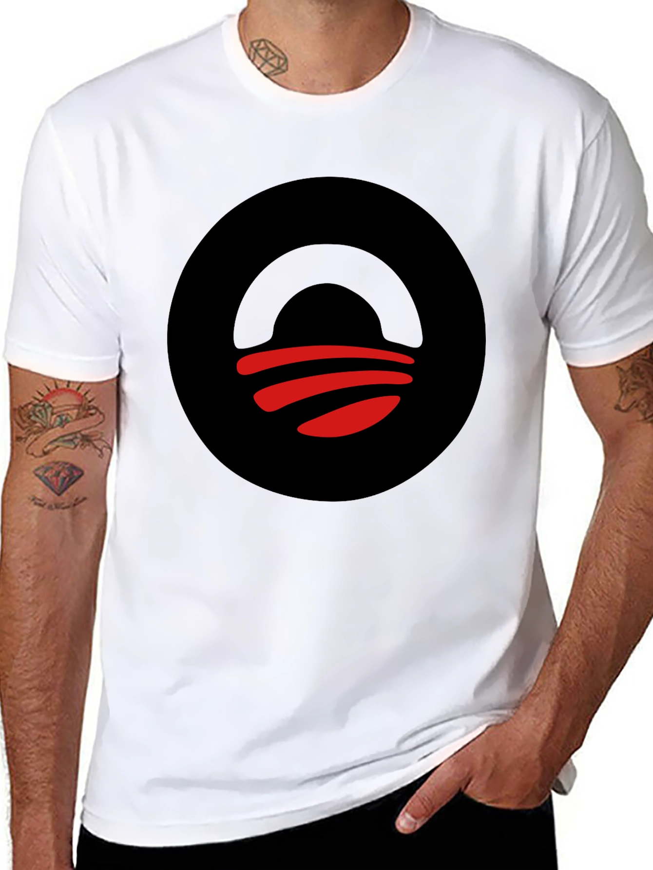 Abstract Graphic Tee - Black Circle Design T-Shirt