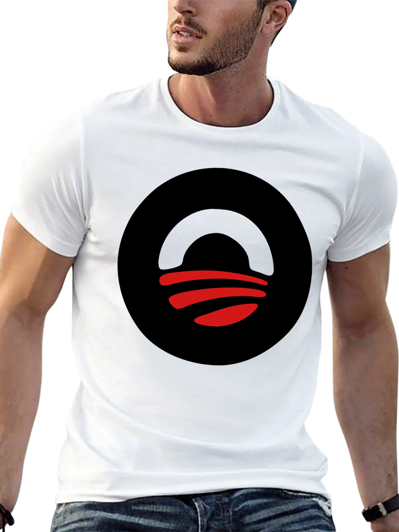 Abstract Graphic Tee - Black Circle Design T-Shirt