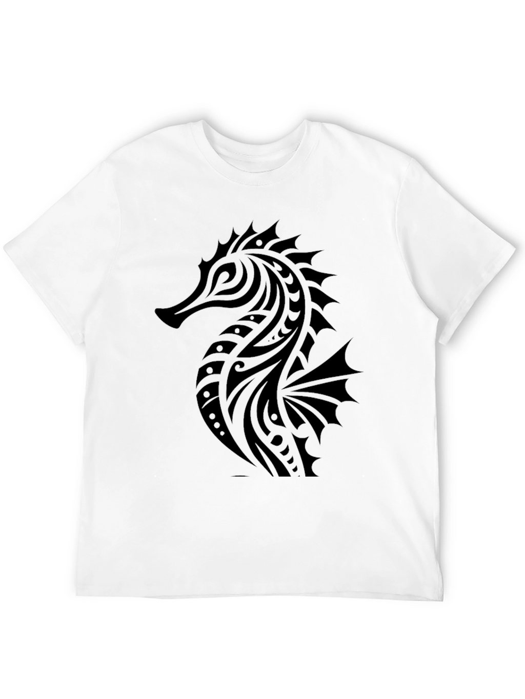 Tribal Seahorse Graphic T-Shirt - Black