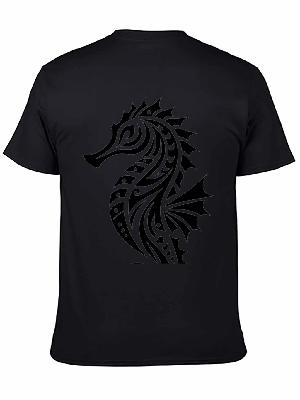 Tribal Seahorse Graphic T-Shirt - Black