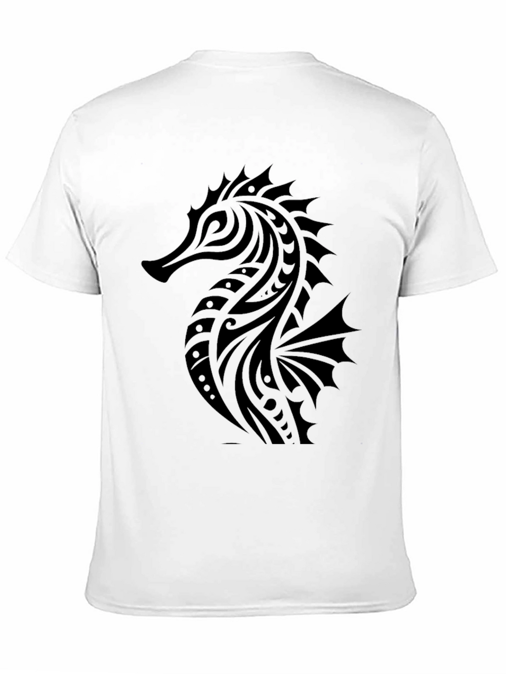 Tribal Seahorse Graphic T-Shirt - Black