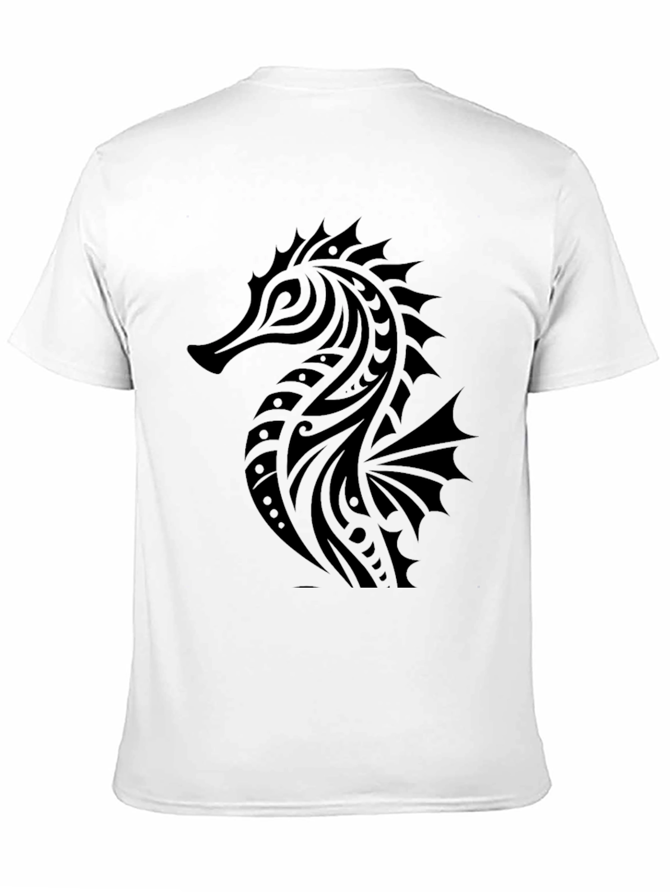 Tribal Seahorse Graphic T-Shirt - Black